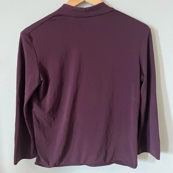 MM Lafleur The Deneuve Blackberry V Neck Crossover Top Knit Crêpe Stretch Small - Picture 8 of 8